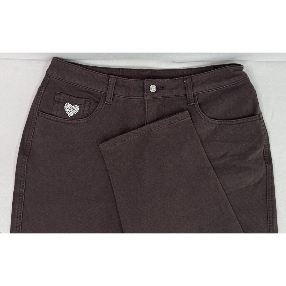 Dream Jeannes by Quacker Factory Womens Size 4 Brown Jeans Rhinestone Heart